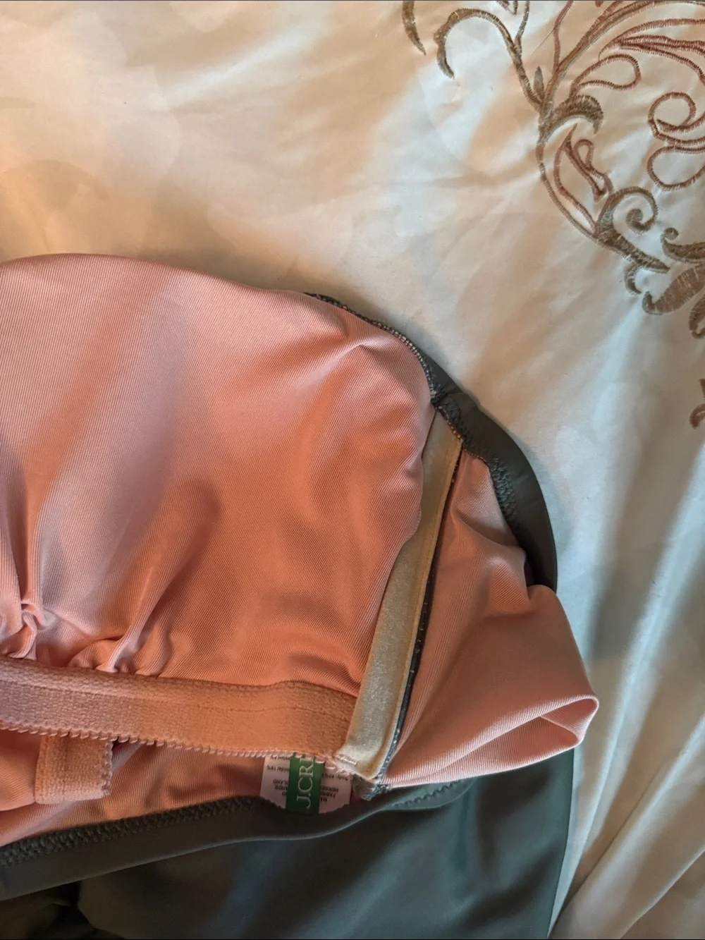 Jcrew strapless one piece swimsuit olive green size 10 tall